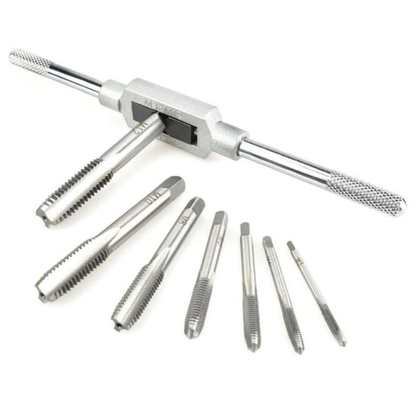 

professional hand tool sets 8pcs tap drill set tapping wrench tools metric screw thread twist bit m3 m4 m5 m6 m8 m10 m12
