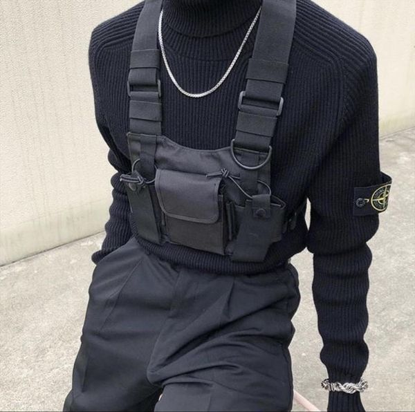 

tactical vest nylon military chest rig pack pouch holster harness walkie talkie radio waist for two way