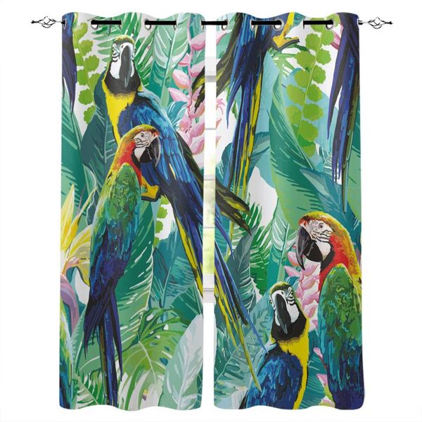 

curtain & drapes tropical jungle parrot green plants for kitchen living room bedroom curtains home decoration window treatments