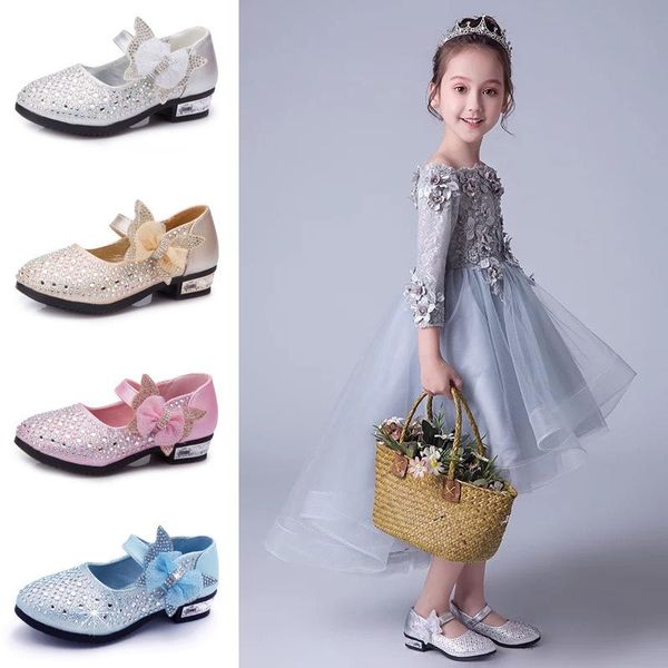 

flat shoes 2021 kids rhinestones princess childrens baby girls dance wedding party for girl 3 4 5 6 7 8 9 10 11 12 14t, Black;grey
