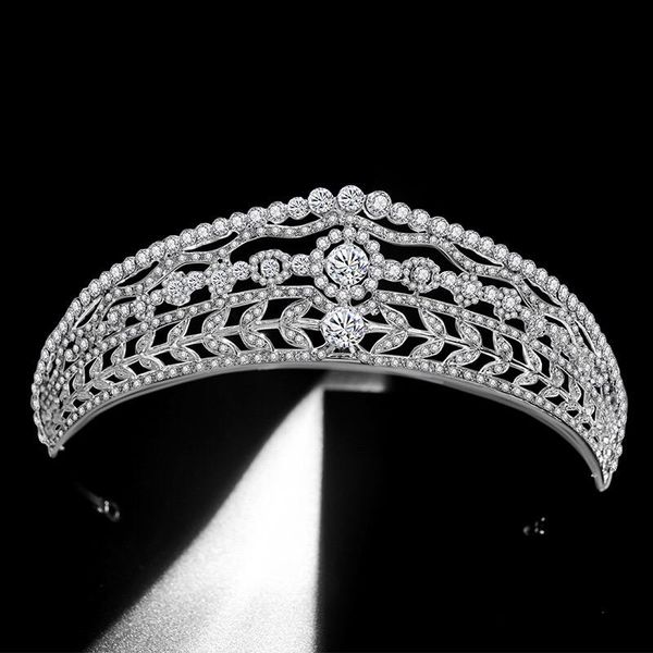

hair clips & barrettes zircon bridal head jewelry crystal wedding princess crown atmosphere royal court, Golden;silver