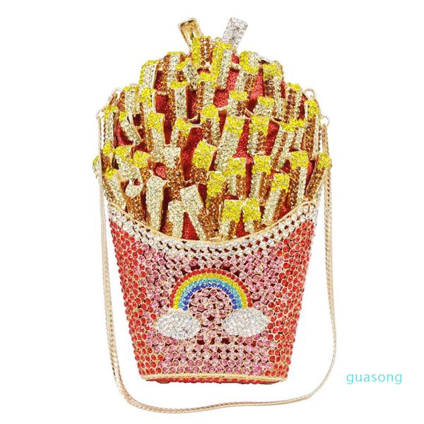 

evening bags french fries chips clutch women crystal evening minaudiere bag diamond wedding handbag bridal purse