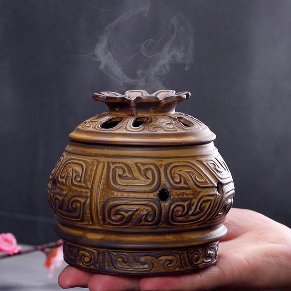 

fragrance lamps creative retro tower incense burner stick holder ceramic coil censer home teahouse decoration ornaments