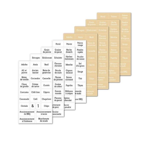 

wall stickers french creative transparent waterproof and oil-proof spice labels black white 2 color combination pantry label sticker