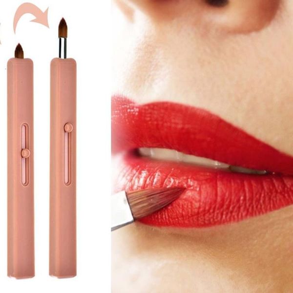 

makeup brushes portable retractable lip brush with automatic sealing creative fashion mini dustproof beautiful cosmetic tools