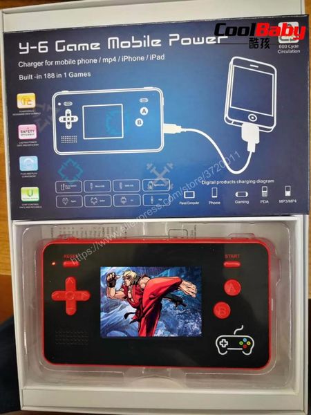 

retro game handheld player built-in 188 games support 5000ma mobile power portable console gifts players