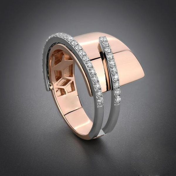 

cluster rings ajojewel golden female finger ring with stone zirconia geometric jewelry wholesale unique for women fashion gift, Golden;silver