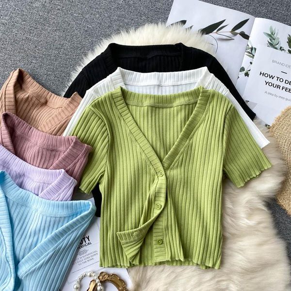 

women's t-shirt crop coat fashionable all-match candy colors cardigan short-sleeved summer dress, White