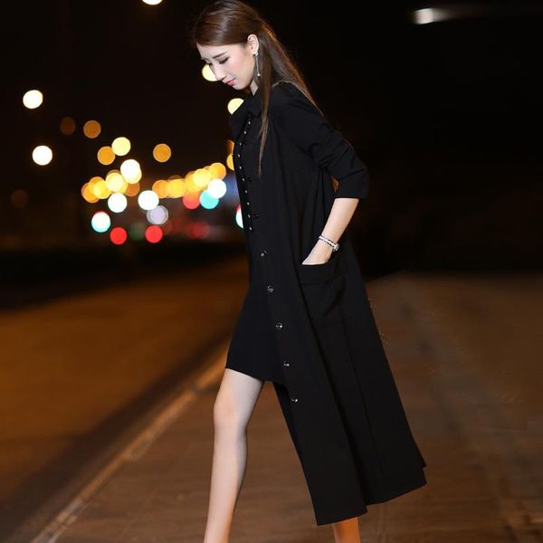 

women's jackets long personality collar outwear slim coat, Black;brown