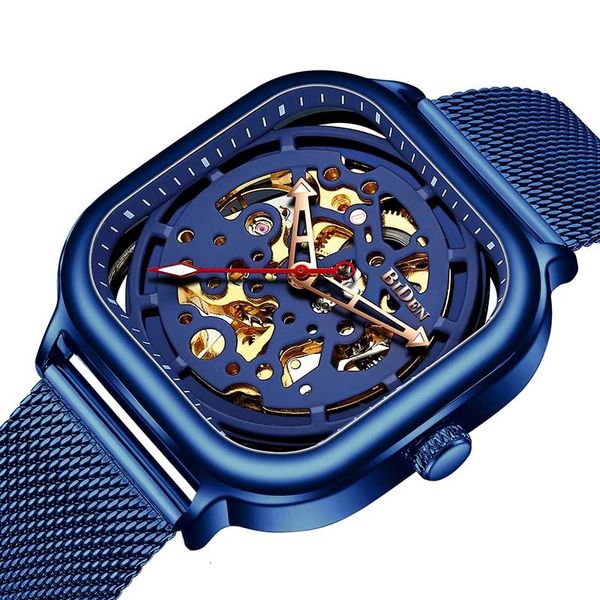 

men's watches mechanical black rose gold mesh ultra dunne skeleton relogio, Slivery;brown