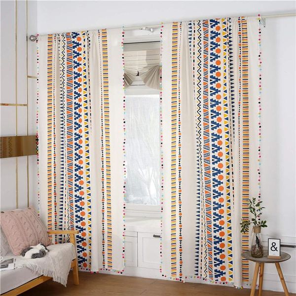 

curtain & drapes geometric striped print curtains cotton linen blend rod pocket treatment for living room bedroom windows sun