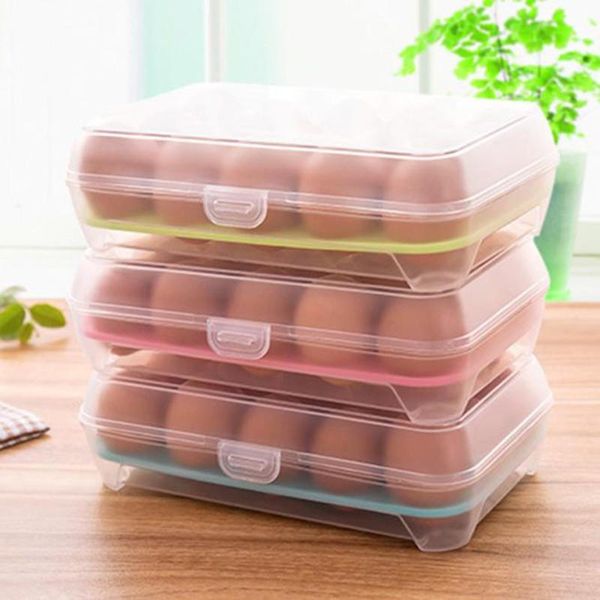

storage bottles & jars single layer refrigerator food 15 eggs airtight container box kitchen organizer accessories