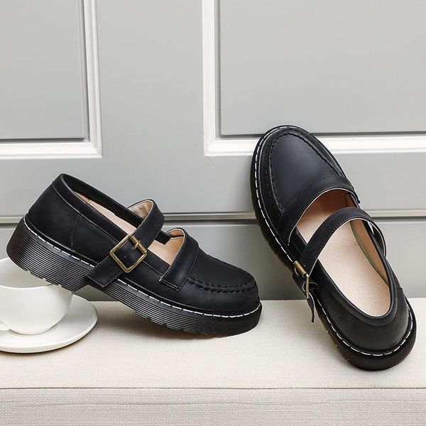 

dress shoes lihuamao mary jane for women round toe comfortbale party work ladies square heel ankle strap platform brown, Black