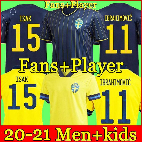 

21 22 sweden national team ibrahimovic forsberg men soccer jerseys larsson ekdal isak 2021 2022 fans version home away football shirts adult, Black;yellow