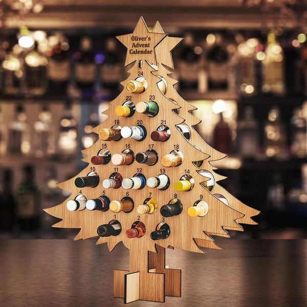 

hooks & rails christmas countdown wine rack decor craft wooden champagne drinks stand holder ornaments holiday deskgifts