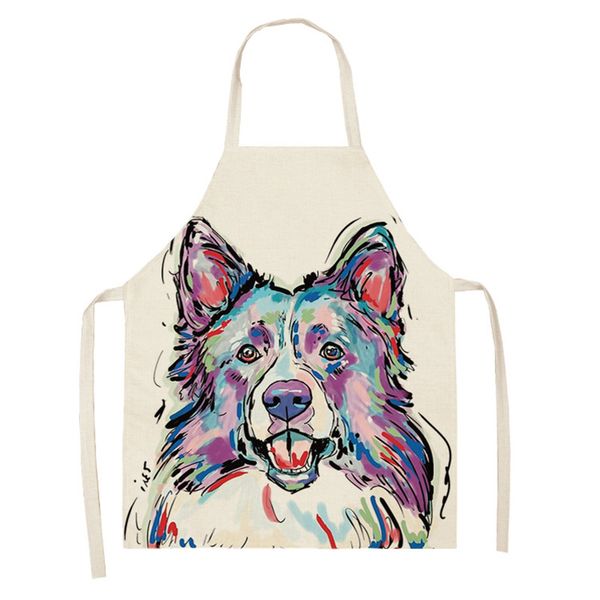 

cloocl funny husky printed aprons 3d graphics cartoon animals polyester apron cleaning tools waist baking home textiles 68x55cm