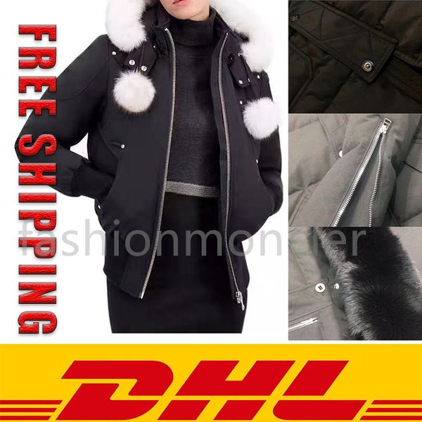 

fast ship wemen fur collar down jacket down coats wemens moose down warm man winter coat outwear jackets parkas canada doudoune, Black