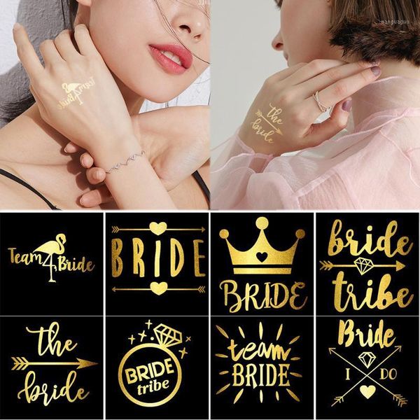 

gold-plated small temporary tattoo sticker masonry crown bronzing reflective shiny waterproof wedding party body1