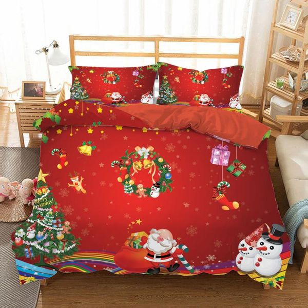

bedding sets decorations snowman santa claus christmas series personalized picture customized three-piece set sheet duvet cover pillo