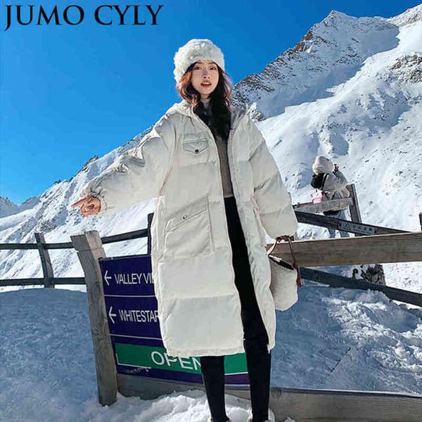 

jumo cyly new winter et women 2021 loose and thick long coat parkas white puffer, Black