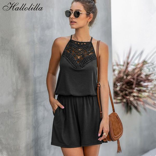 

women rompers summer macacao feminino body suit fashion casual romper jumpsuit overalls lace playsuit woman clothing women's jumpsuits, Black;white