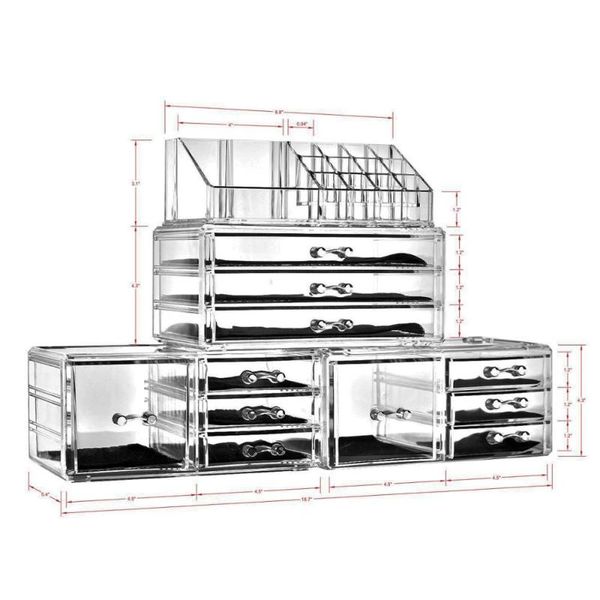 

sf-1122-10 4pcs / set plastic cosmetics storage rack transparent 190812219 cosmetic bags & cases
