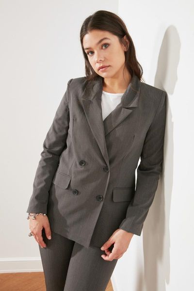 

women's jackets trendyol buttoned jacket twoss21ce0094, Black;brown