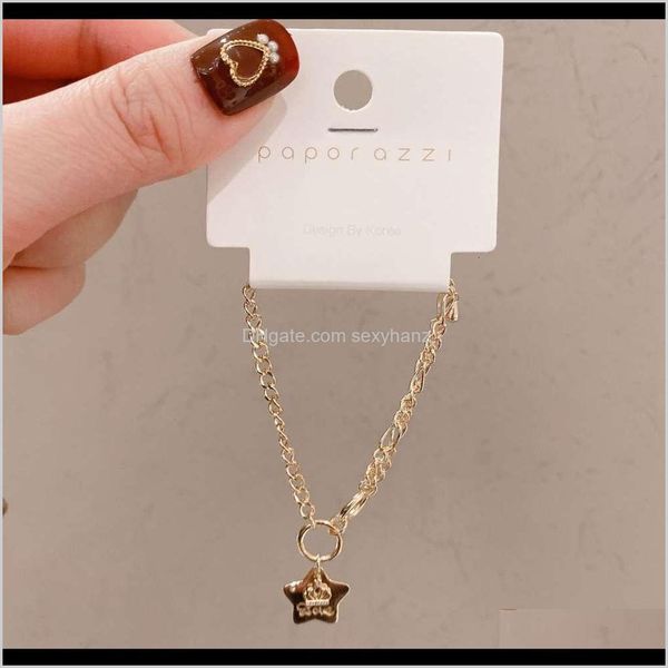 

link, chain bracelets drop delivery 2021 fashion womens metal style five pointed star bracelet personality adjustable jewelry vtpmu, Black