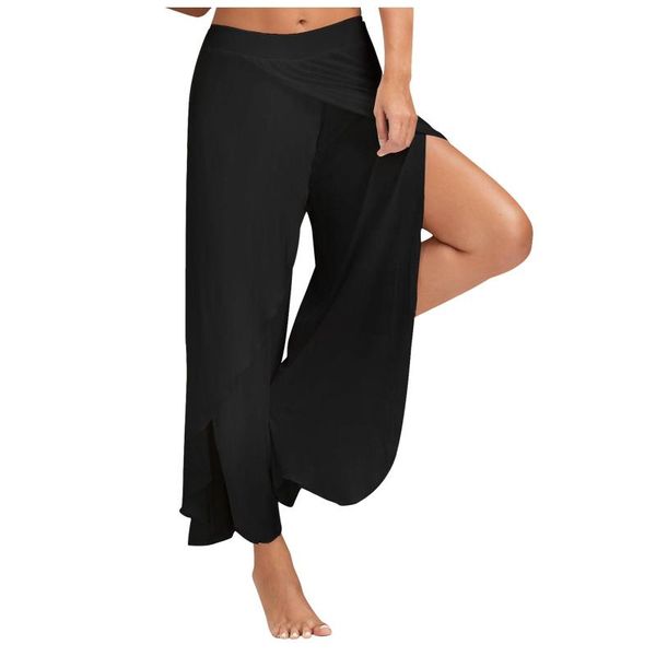 

leggings women workout fitness yoga pants solid color high waist wide leg pant tights black sports wear dancing outfit