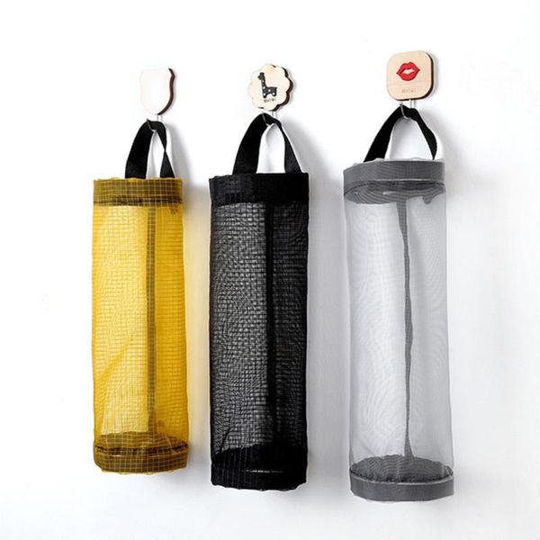 

kitchen grocery bag holder wall mount organizers plastic storage dispenser home three colors optional bags