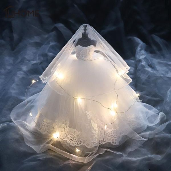 

decorative objects & figurines 2021 bride doll clothes handmade mini wedding dress creative birthday gifts lady model home decoration