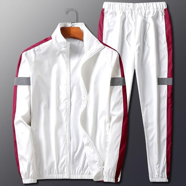 

sports suit autumn fashion street men tracksuits trend hip hop sweat shirt sweatpants 2 piece sets casual cardigan reflective set, Gray