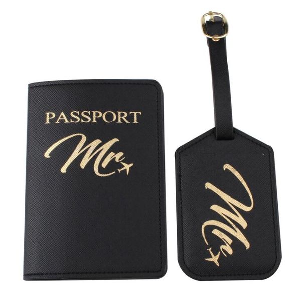 DHL50sets Passport Cover Багажные метки Туристические принадлежности Личный стиль MRMRS Gilling Printing PU чемодан ID Addres Holder