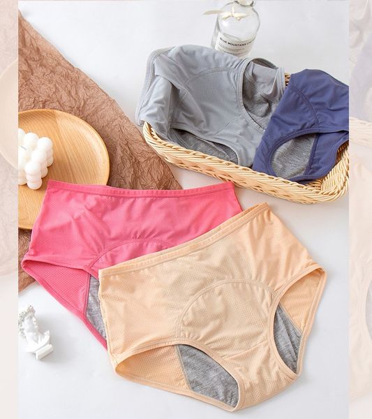 

women's panties leak proof menstrual period pants fast absorbent women underwear teenager girl cotton waterproof briefs drop, Black;pink