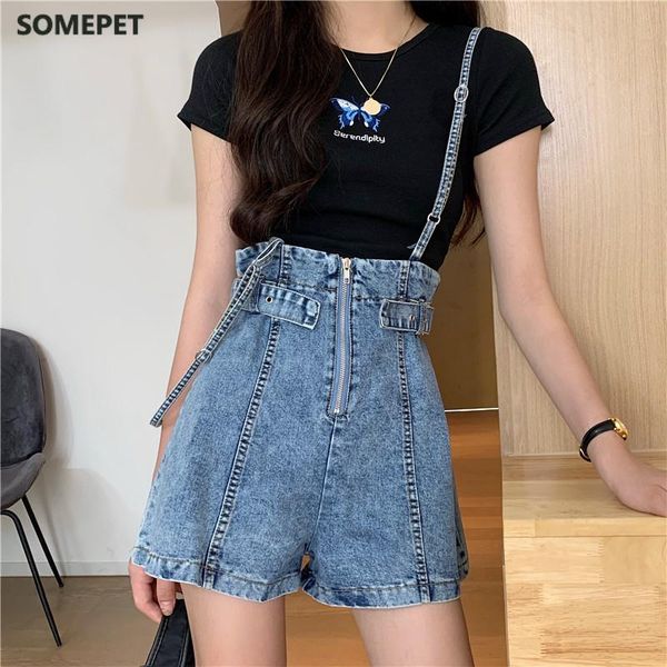 

women's jeans women clothing denim fabric rompers summer overalls playsuits suspenders shorts, Blue