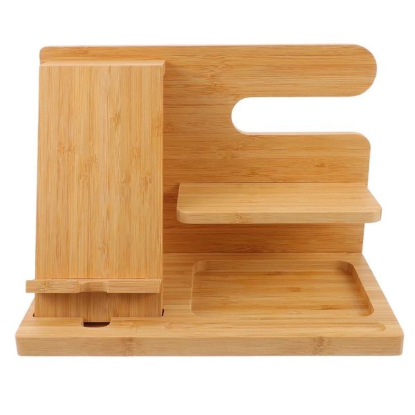 

cell phone mounts & holders 1 set wood storage stand multi-functional deskbracket (light yellow)