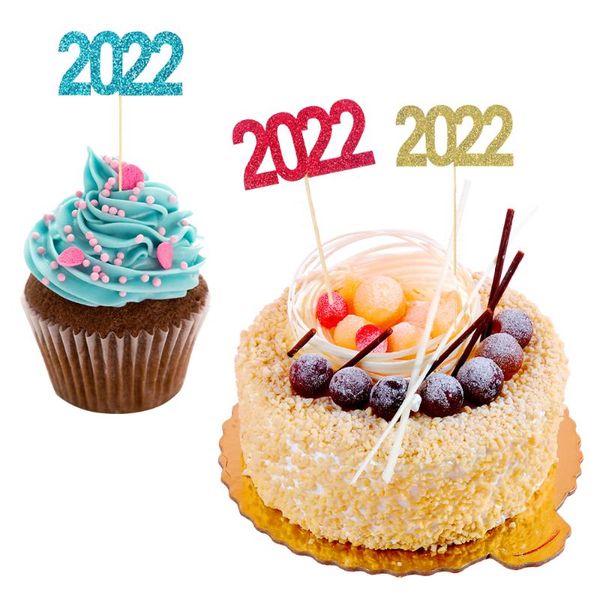 

other event & party supplies 12pcs 2022 happy year cupcake ers cake decoration gold silver blue glitter er