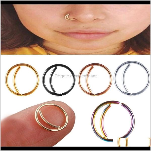 

& studs body drop delivery 2021 stainless steel moon ring indian septum rings jewelry piercing small nose hoop piercings for woman man x6ndl, Silver