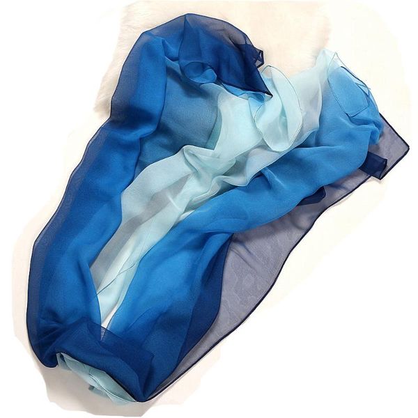 

scarves fashion gradient printing chiffon georgette scarf women 180x70cm large long soft wrap silk shawl beach, Blue;gray