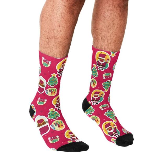 

men's socks 2021 funny face mask black santa tree pattern printed hip hop happy cute boys street style crazy for men