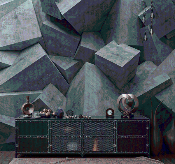 

wallpapers black blocks - geometric 3d wallpaper- home decor- mural decals- wallpaper art