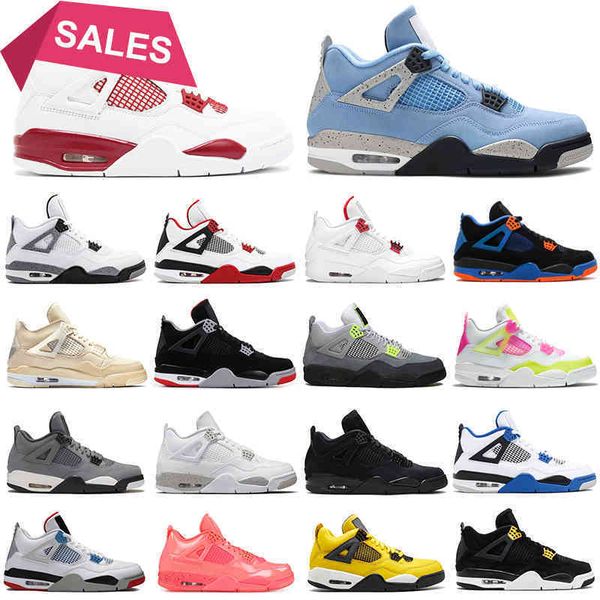 

{lightweight}2021 4s men basketball shoes 4 university blue taupe haze black cat fire red women mens trainers sports sneakers breathable dro