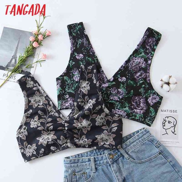 

women flowers embroidery tank sleeveless backless female vintage 8h83 210416, White