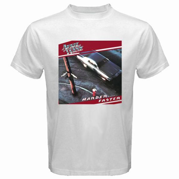 

april wine harder faster men's white t-shirt size s to 3xl, White;black