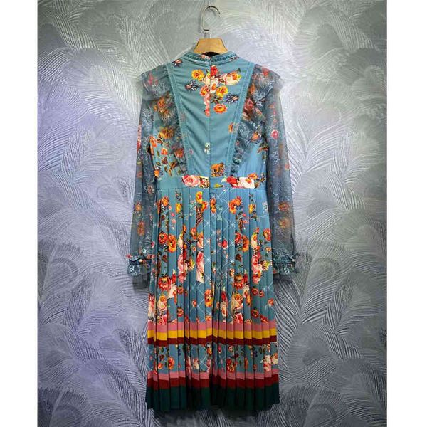 

dress seqinyy ed as vintage flowers 2021 fall female design long frilly sleeves plied fashion runway, Black;gray