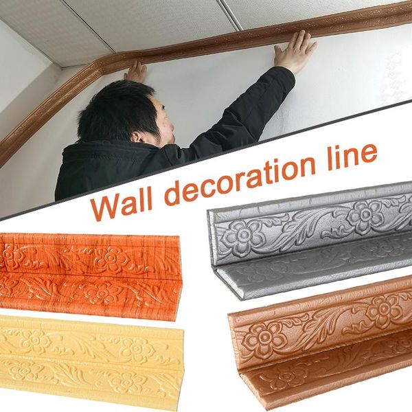 

wall stickers 3d pattern waistline baseboard trim line decoration self adhesive edge waterproof strip for home free
