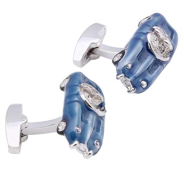 

brand new luxury mens cufflinks blue enamel cuff links designer car french shirt cuff for sale, Silver