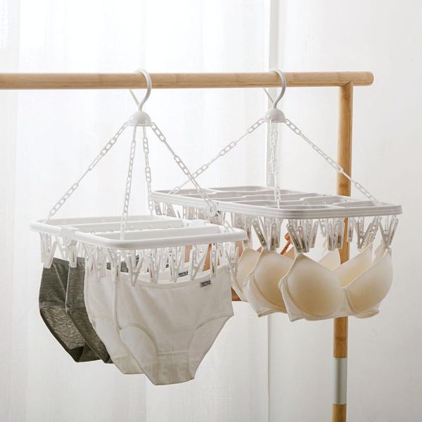 

laundry bags 16/36/48 clips rotary folding multi-clip clothes hanger plastic baby socks rack household windproof underwear dry