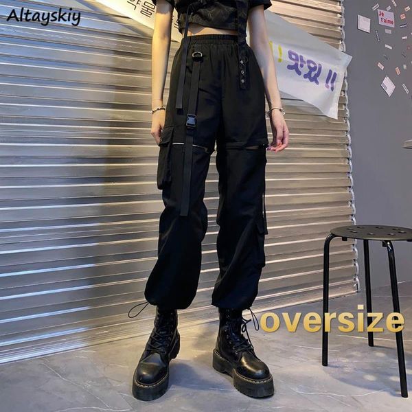 

casual pants women large size 3xl hip hop trousers cool fashionable ulzzang all-match streetwear high waisted students women's & capr, Black;white