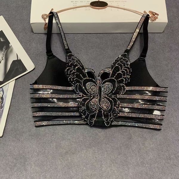 

9751 butterfly medium-thick wireless push-up womens front buckle for underwear chest-closing water-soluble backless bra delivery, Red;black